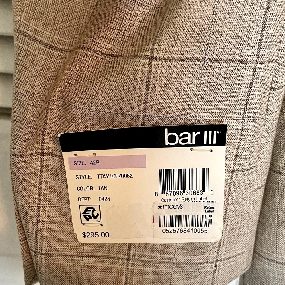 NWT BAR III Slim Fit Sport Coat - Picture 3 of 3